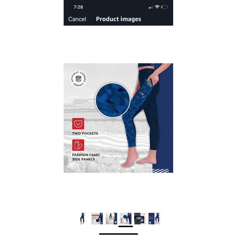 Certo  NFL Women's New England Patriots‎ Assembly Leggings, Navy small pockets - Picture 6 of 7